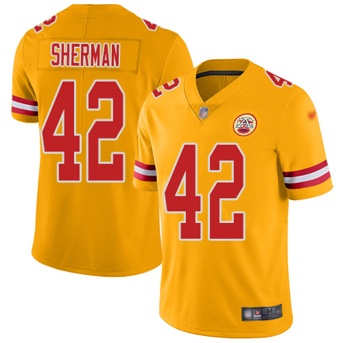 Men Kansas City Chiefs #42 Sherman Anthony Limited Gold Inverted Legend Nike NFL Jersey->nfl t-shirts->Sports Accessory